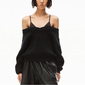 Women's Black Off-Shoulder Sweater
